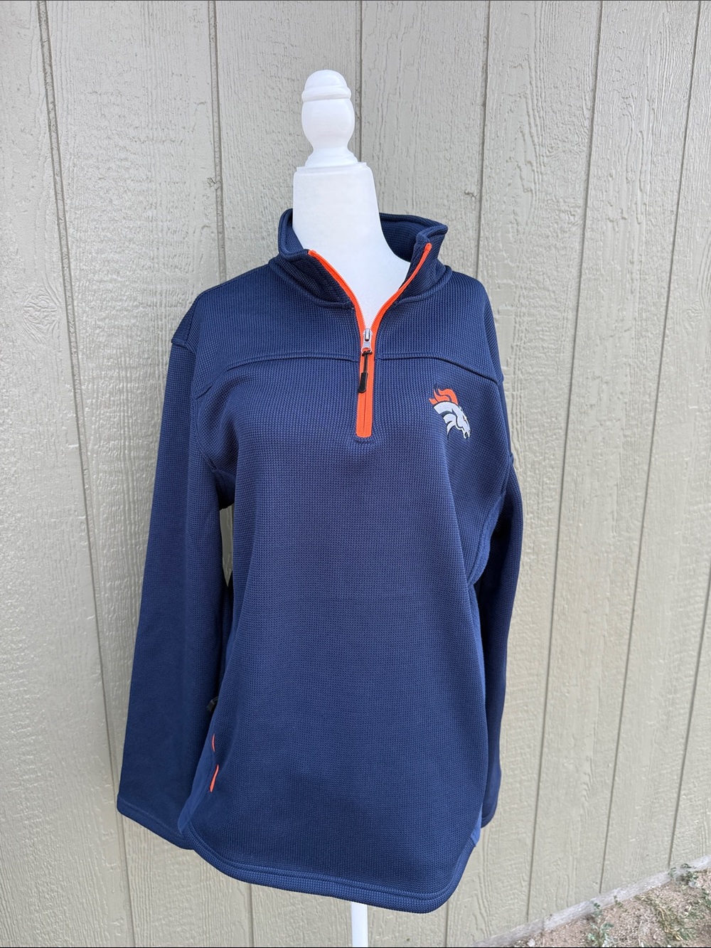 NFL Navy and Orange Quarter-Zip Pullover